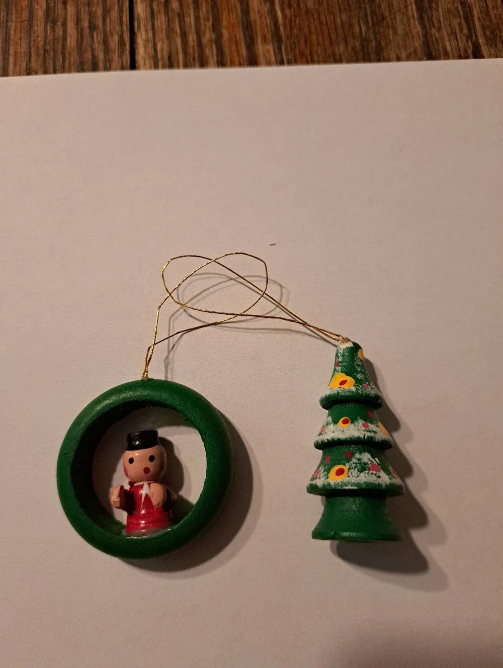 Vintage Wood Christmas Ornaments Lot 6 Hand Painted Wooden Rustic Farmhouse